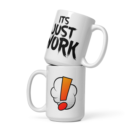 White glossy "WORK" mug